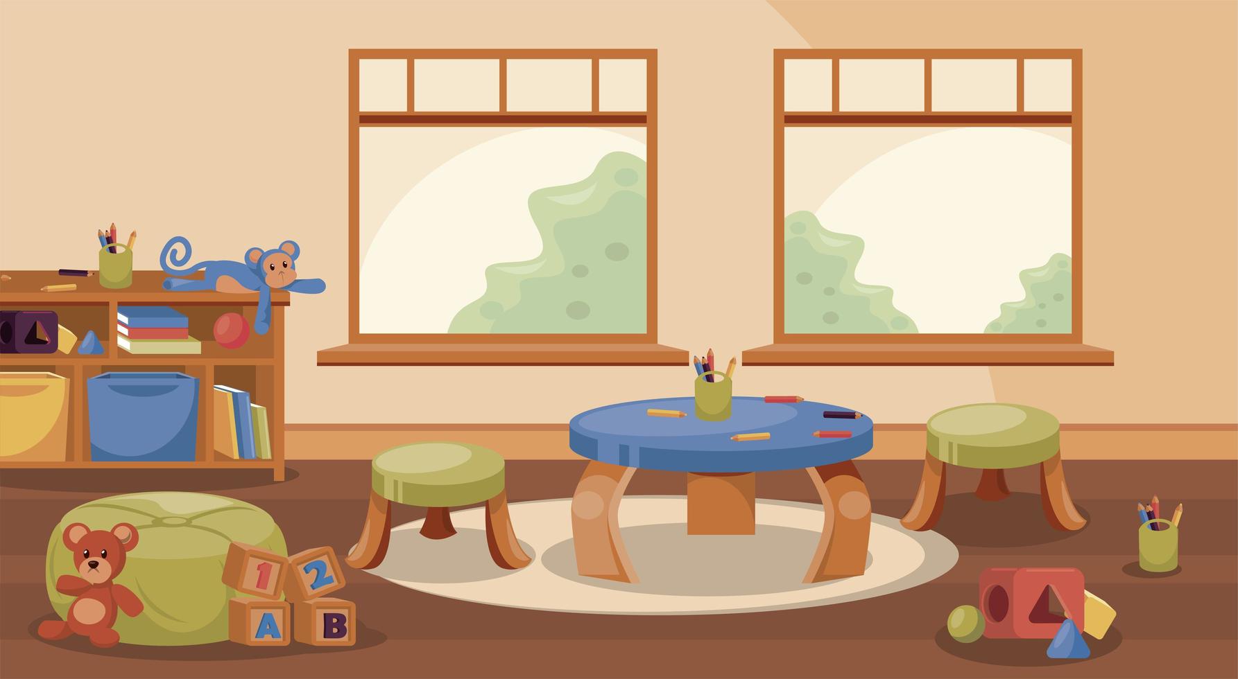 nursery classroom scene vector