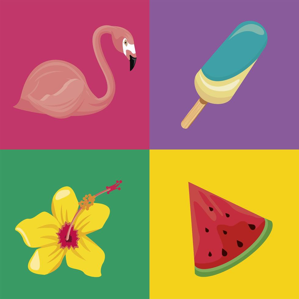 summer four icons vector