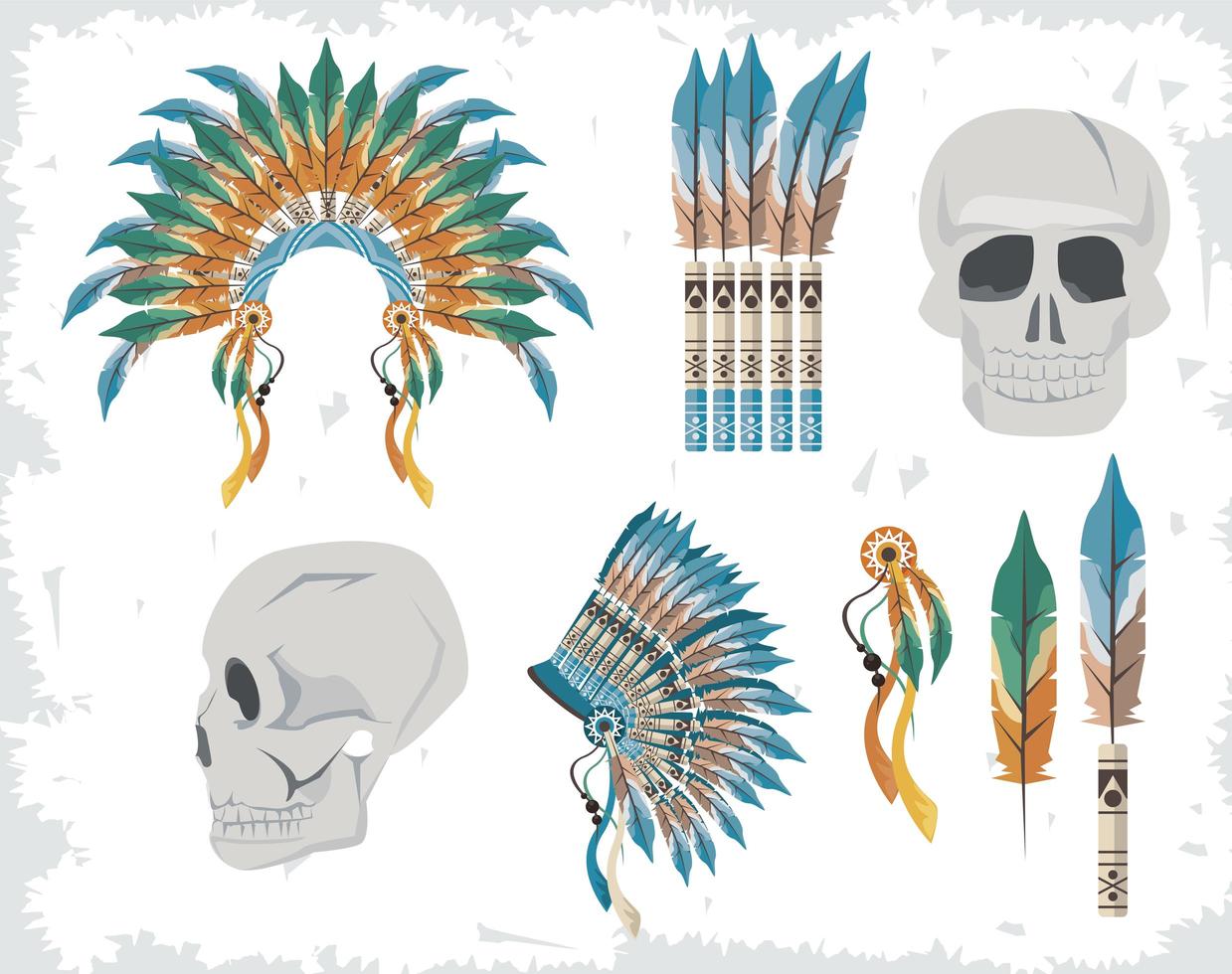 iconos de boho indio vector