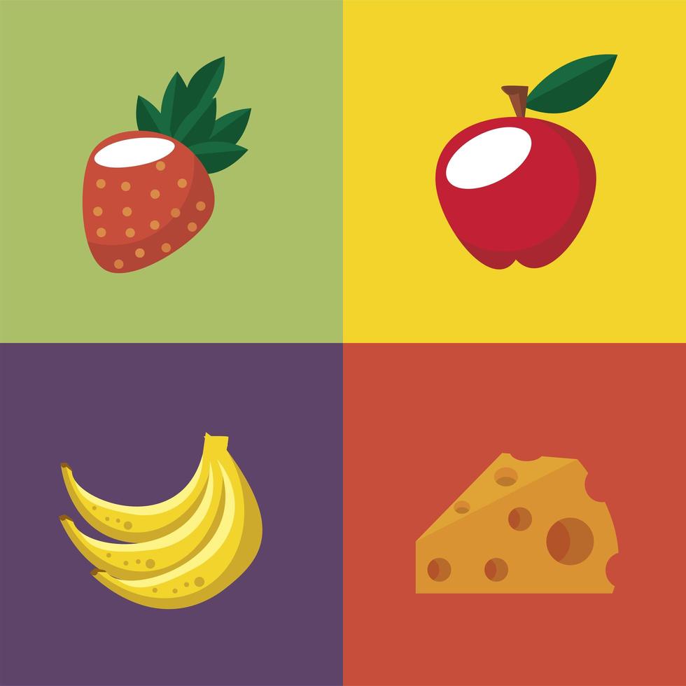 cuatro iconos de comida vector