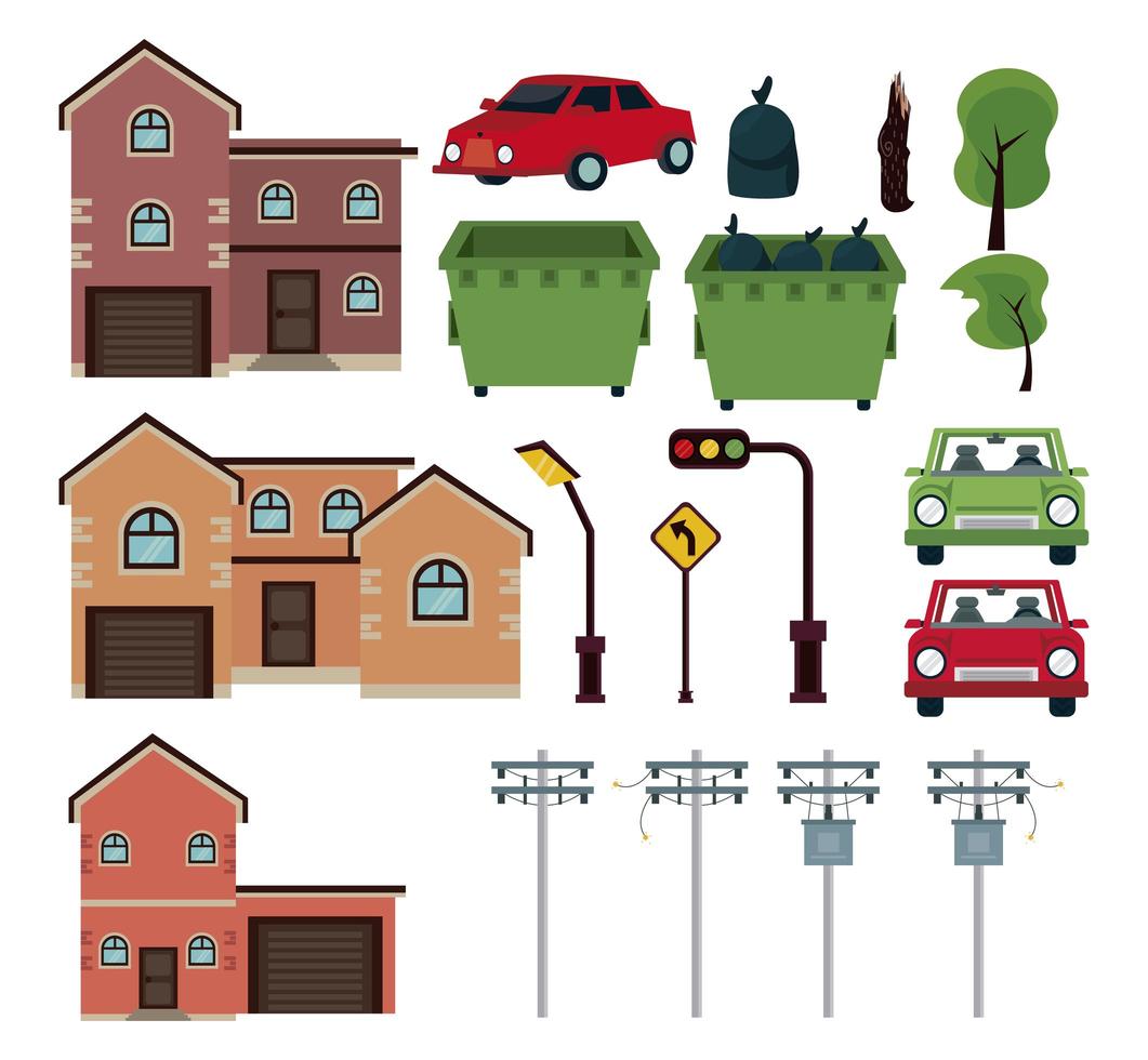 set urban icons vector