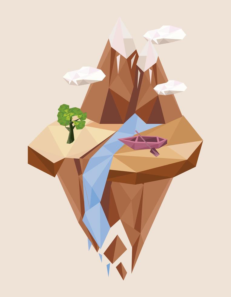 boat and mountains vector