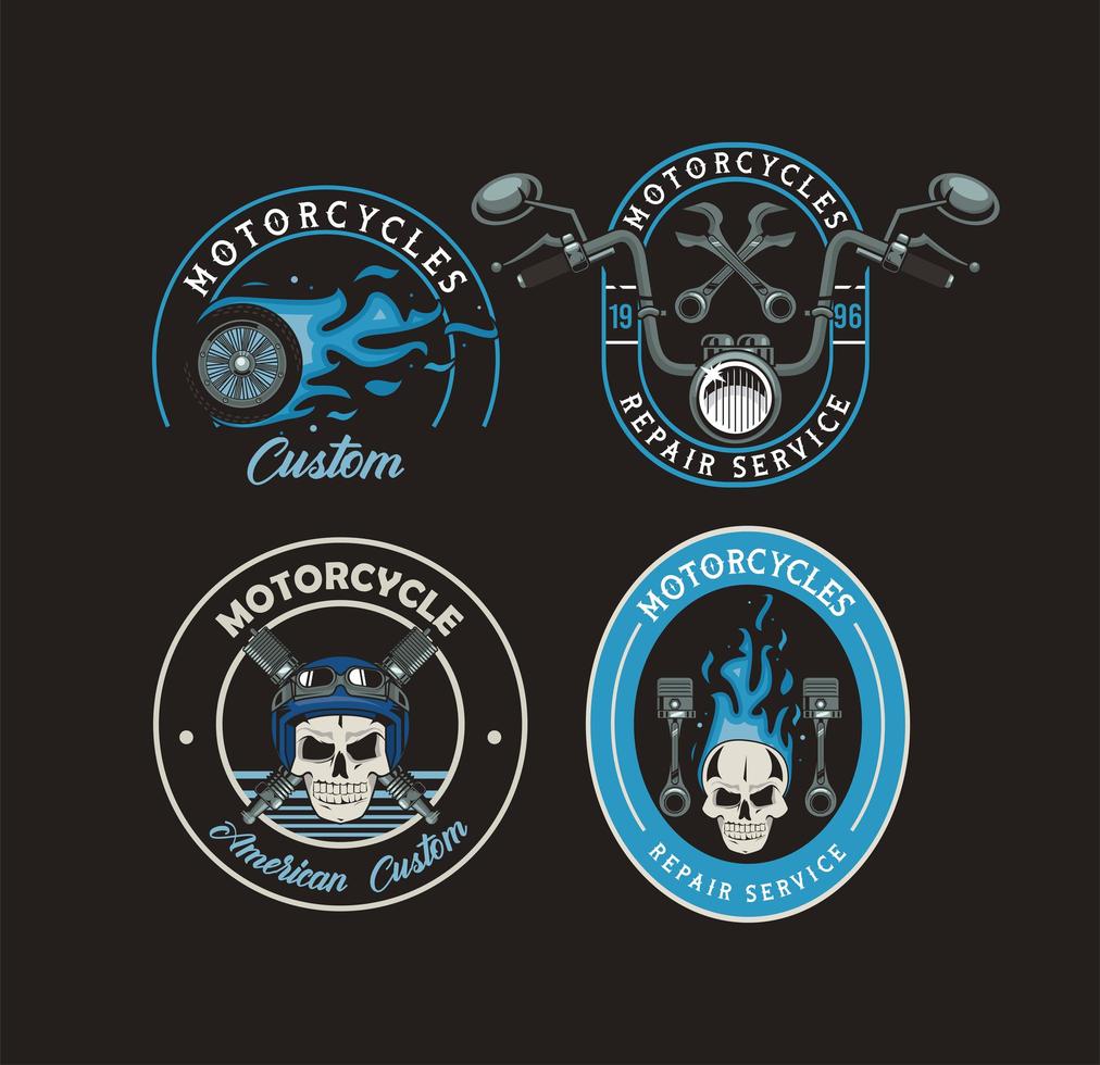 motorcycle four patches vector