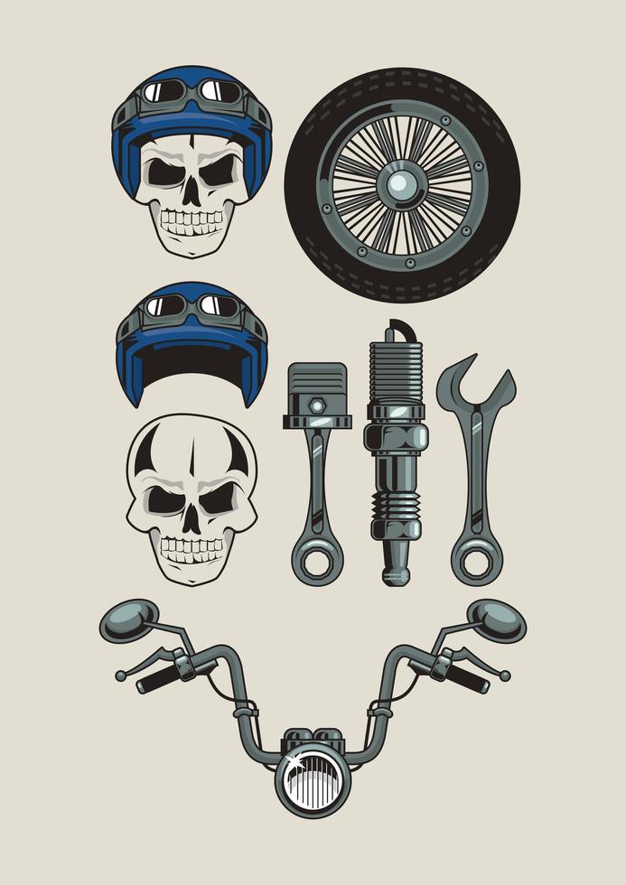 motocicleta ocho iconos vector