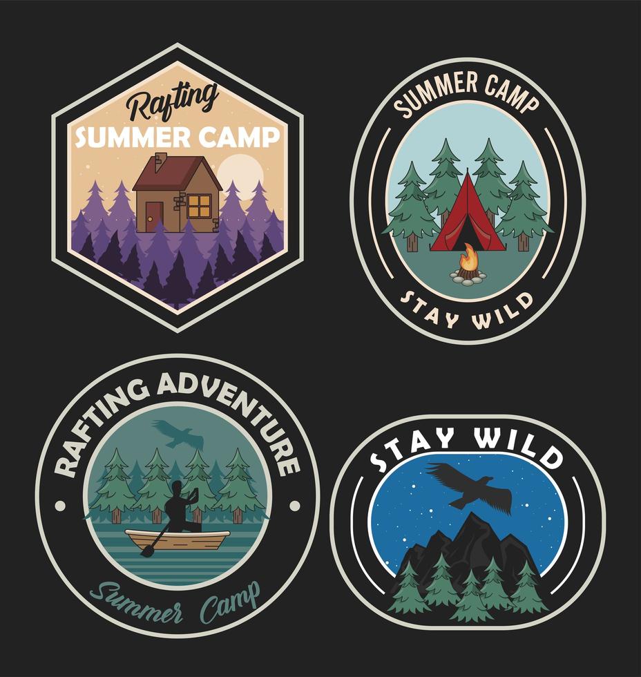 summer camp patches vector