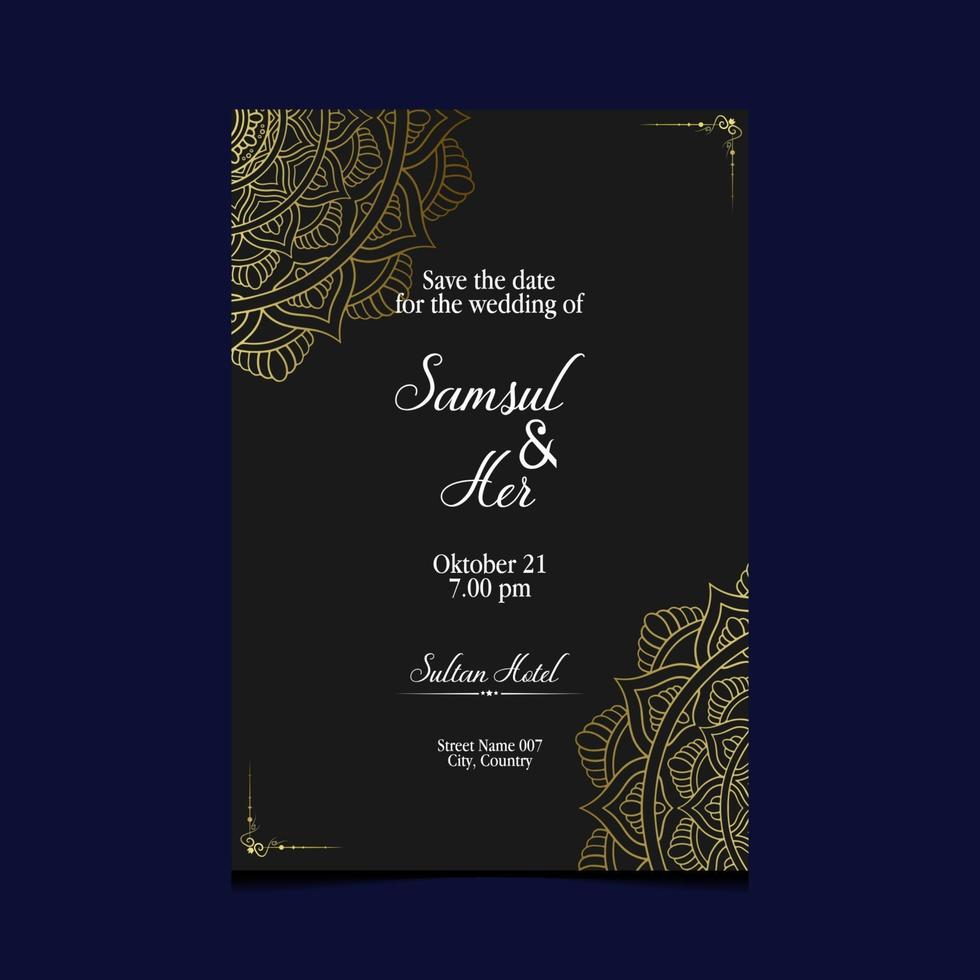 Mandala vector with wedding invitation template Free Vector