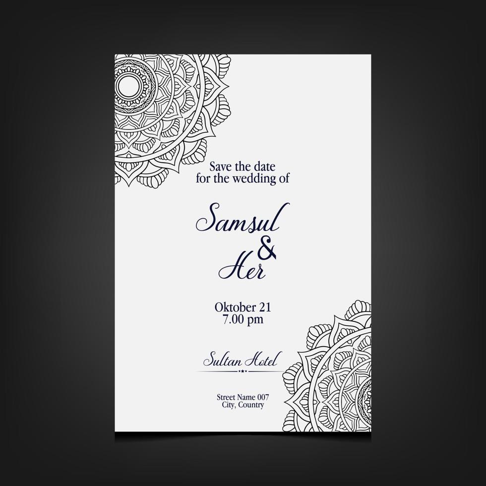 Mandala vector with wedding invitation template Free Vector