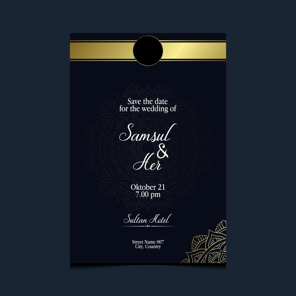 Mandala vector with wedding invitation template Free Vector