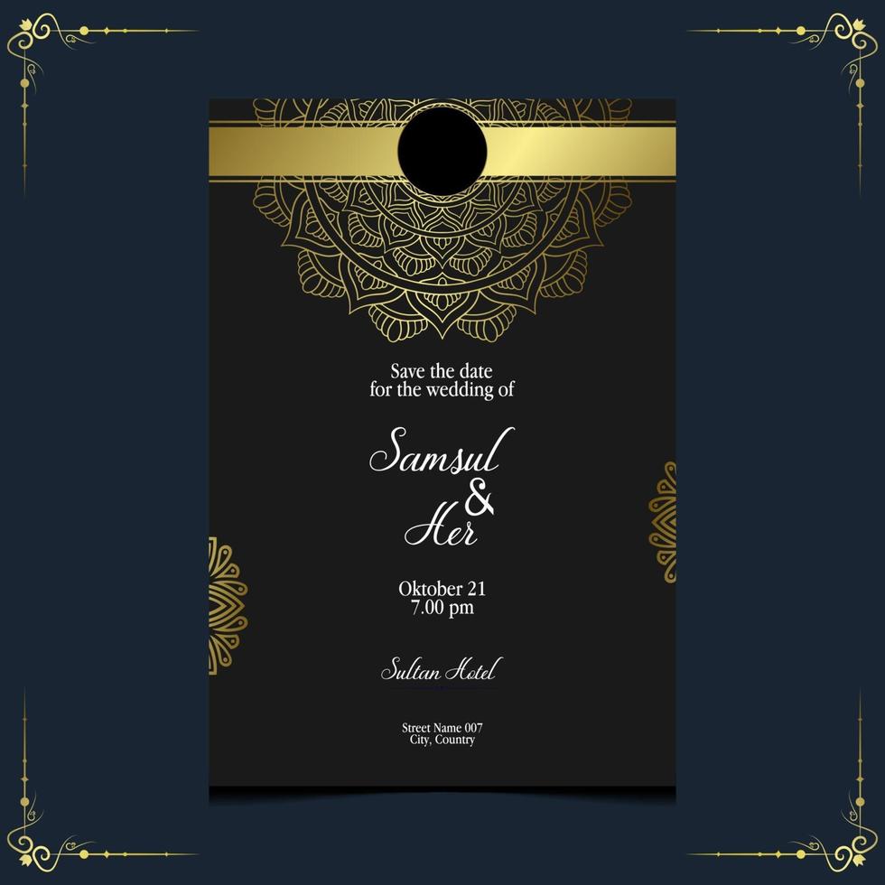 Mandala vector with wedding invitation template Free Vector