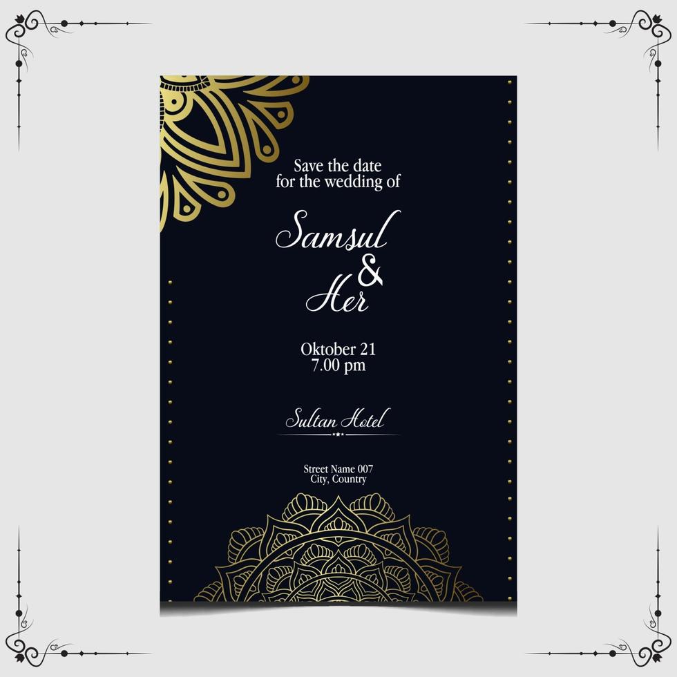 Mandala vector with wedding invitation template Free Vector