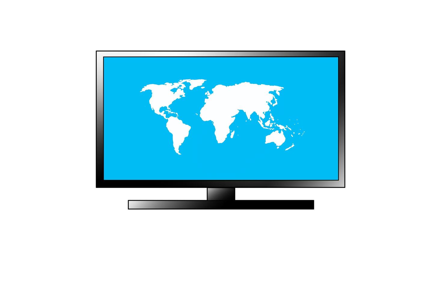 TV world map isolated on white background photo