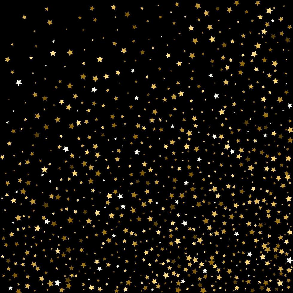 Many falling gold stars confetti vector background