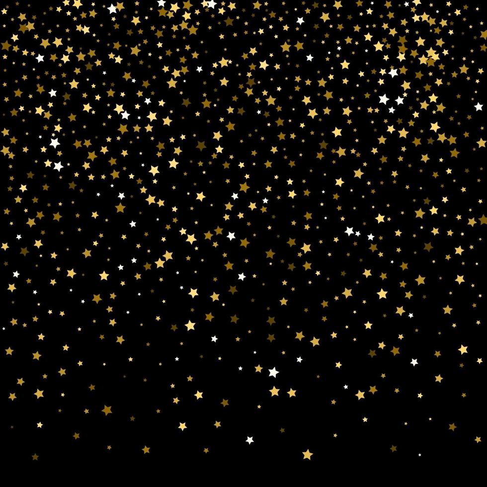 Many falling gold stars confetti vector background