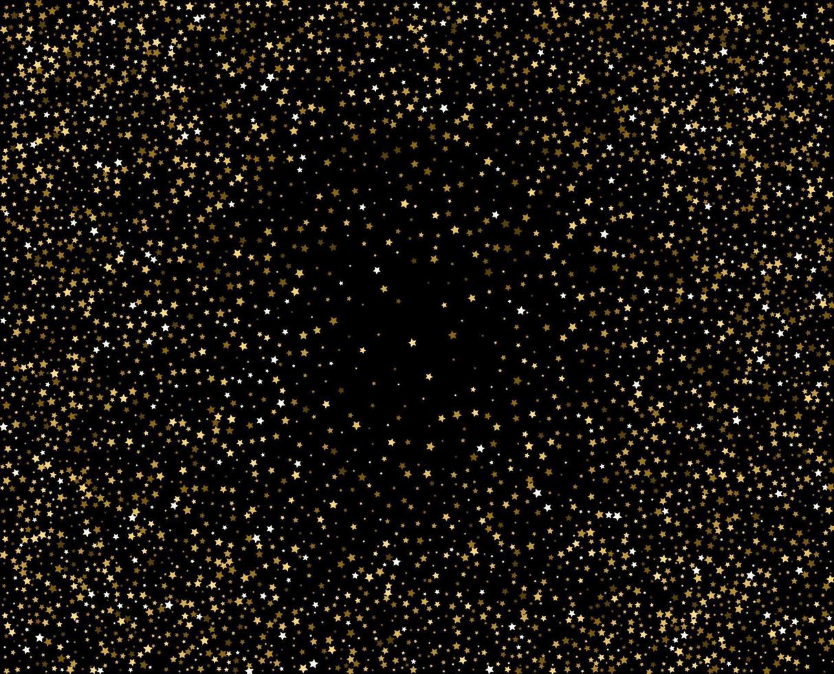 Abstract pattern of random falling gold stars on black vector