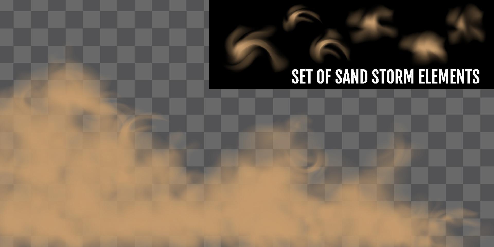 Realistic dust or sand storm Sandstorm Elements Set vector