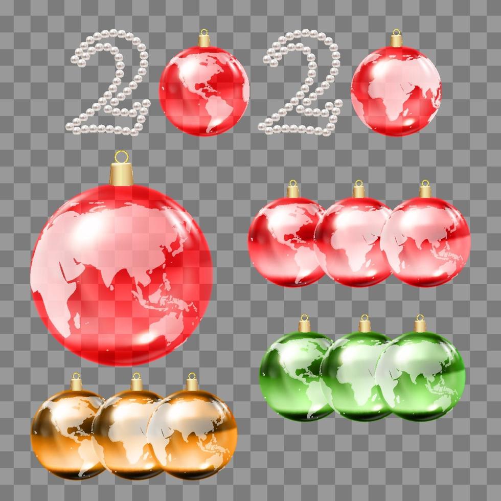 Shining holiday design with balls set and pearls vector