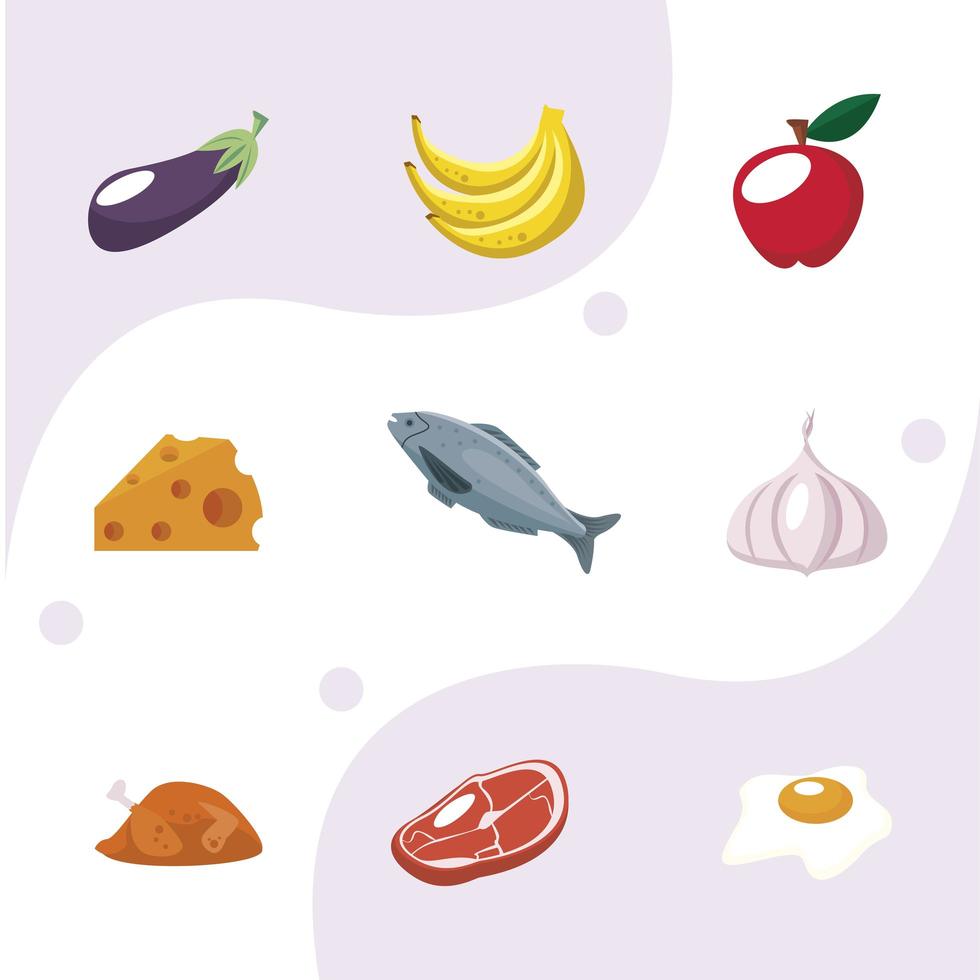 nine keto icons vector