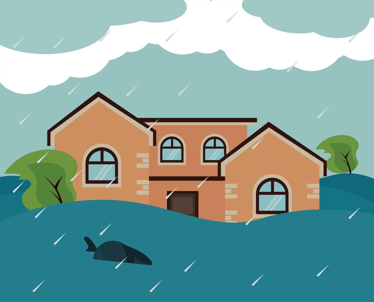 house flood scene vector