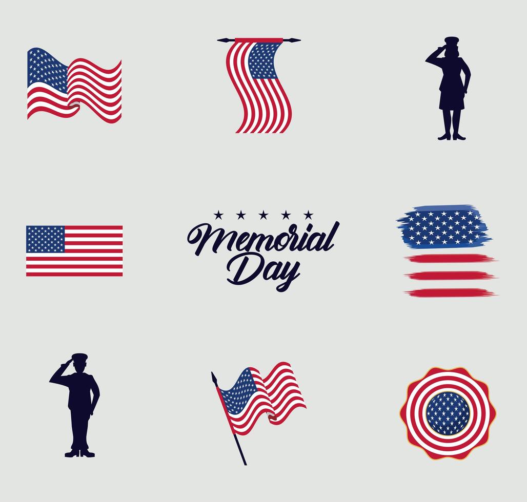 memorial day icons vector