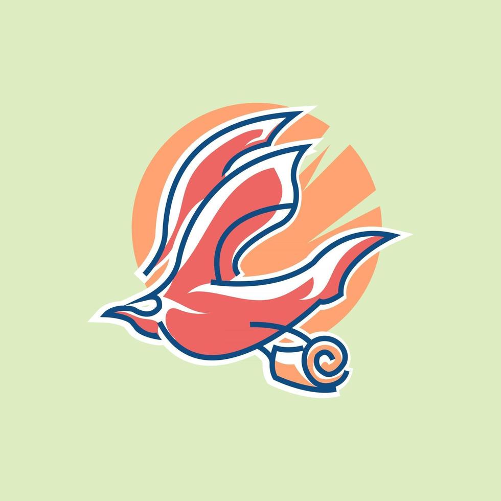 pájaro traer el estilo de línea plana de carácter de logotipo de letra de papel para emoji icono pegatina logo pin parche insignia ilustración vectorial vector