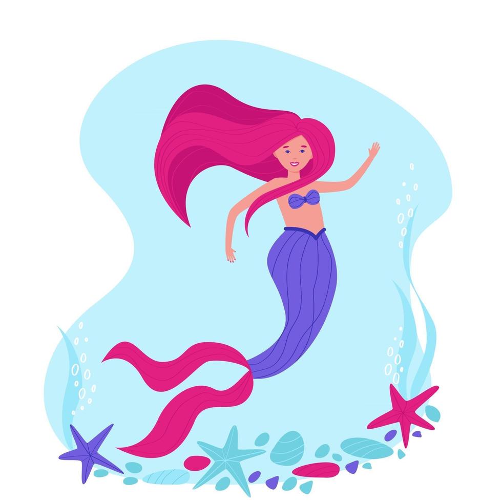 The little mermaid on a light background vector