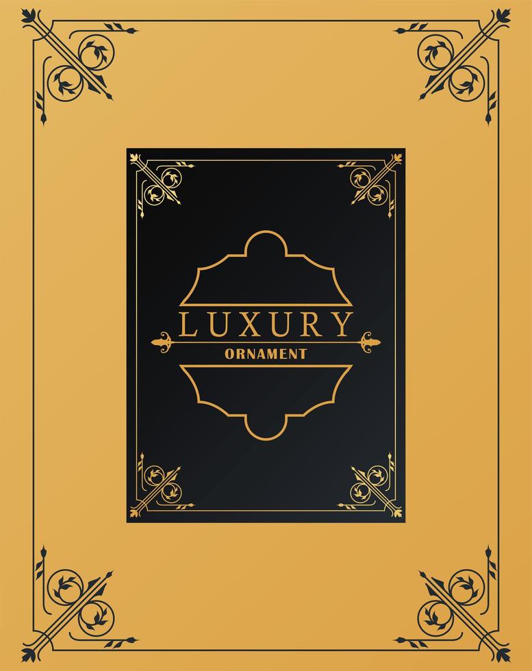 luxury golden frame with victorian style in yellow background vector