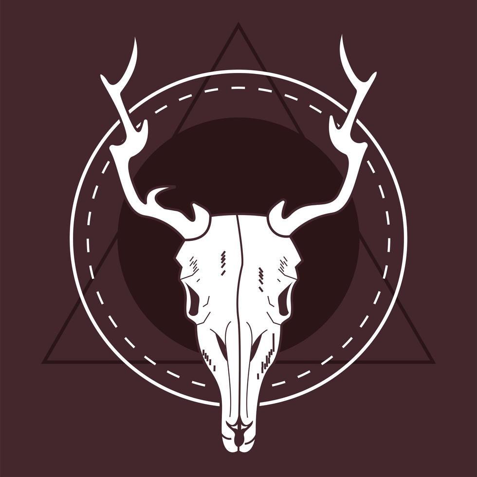 skull head of wild reindeer in circular frame 2502593 Vector Art at