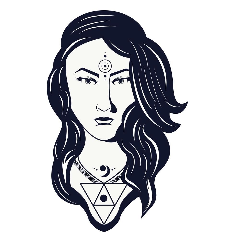 native american woman with necklace tribal style vector