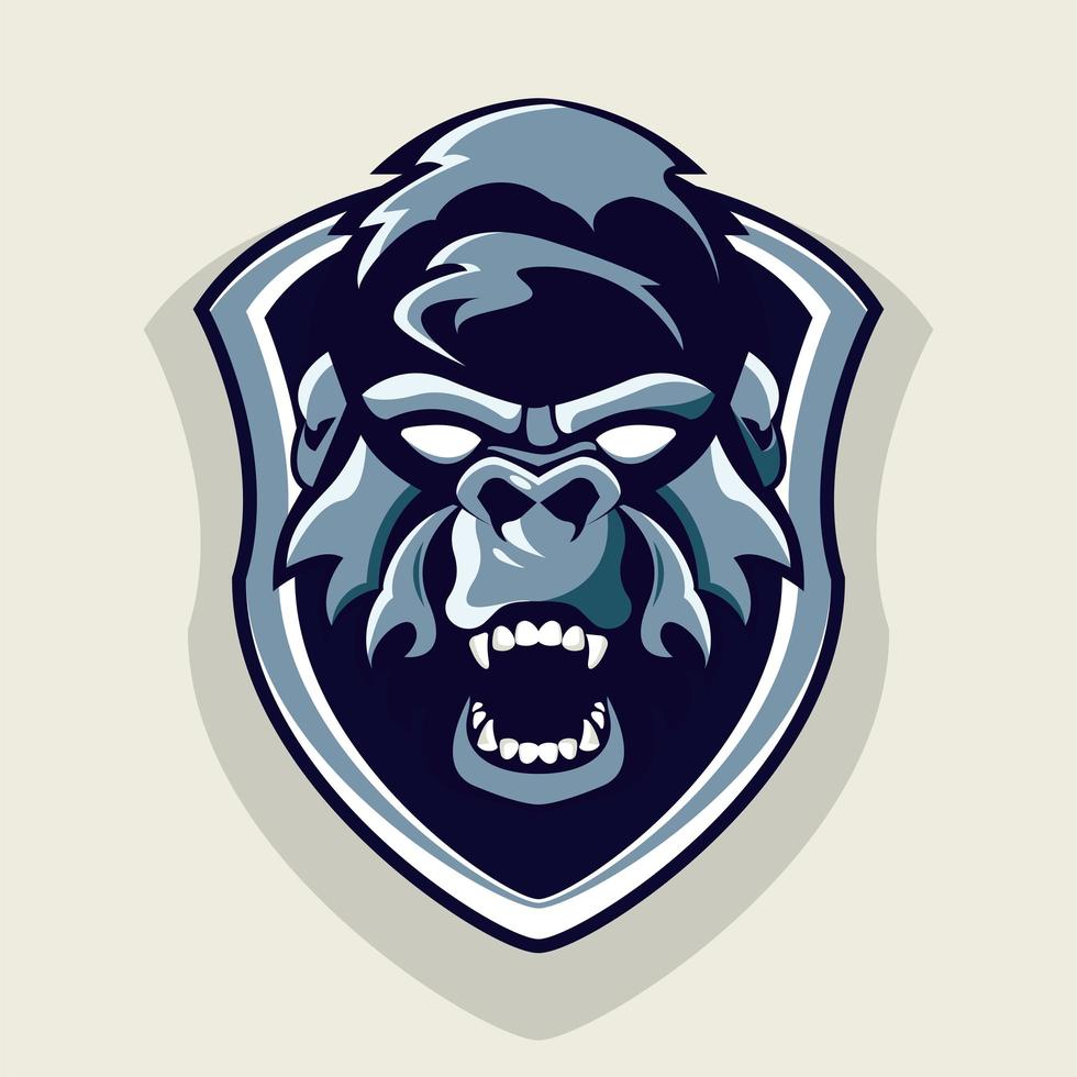 wild gorilla animal head gray color in shield 2502617 Vector Art at ...