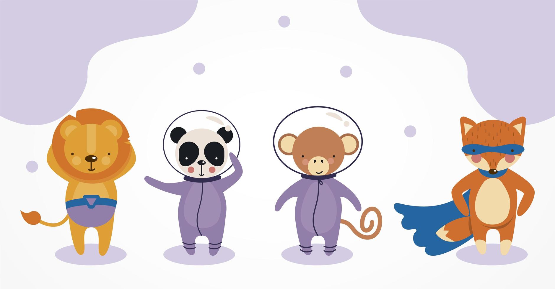 astronauts animals characters vector