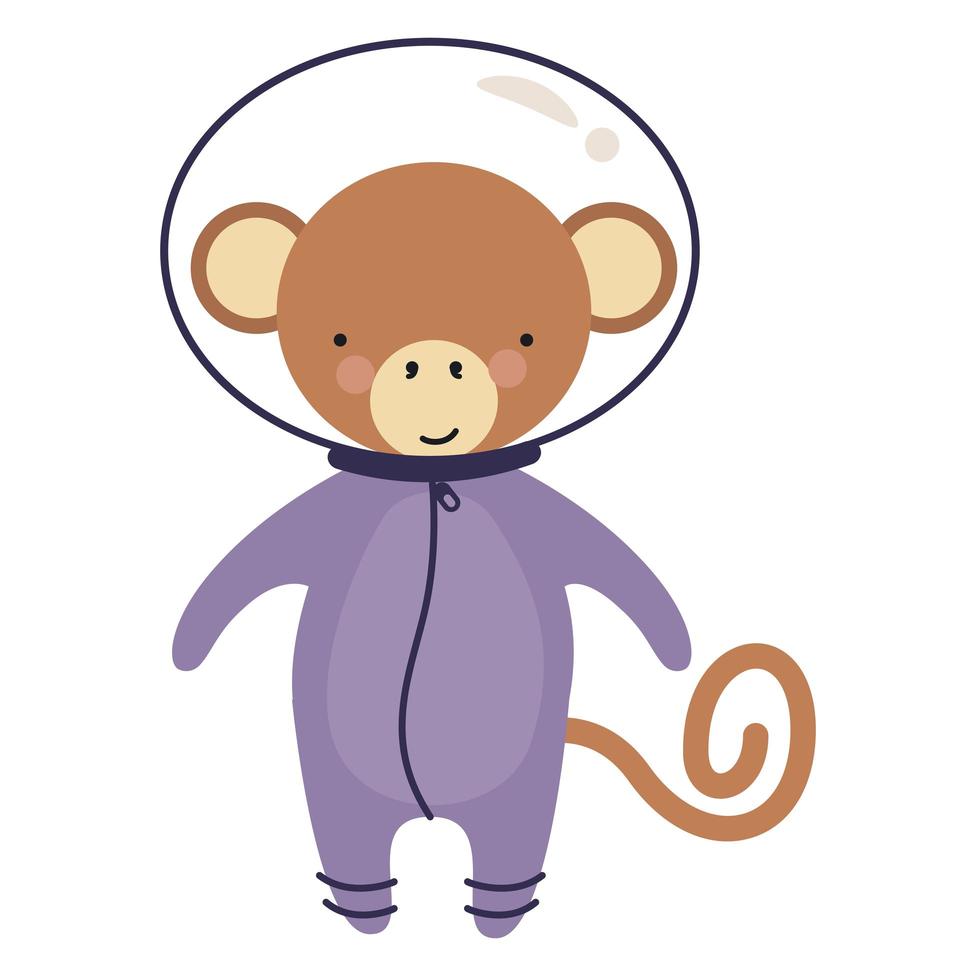 cute monkey astronaut vector