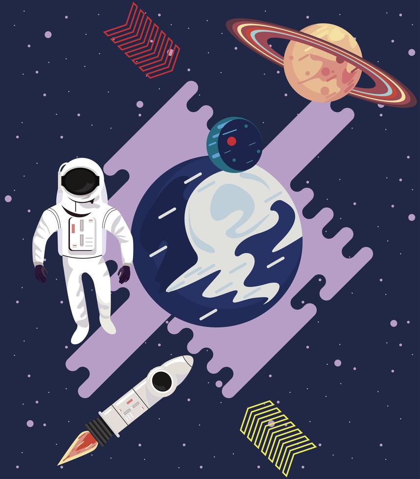 astronaut and rocket vector