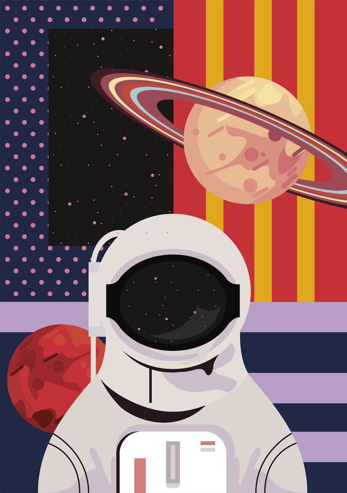 astronaut and saturn vector