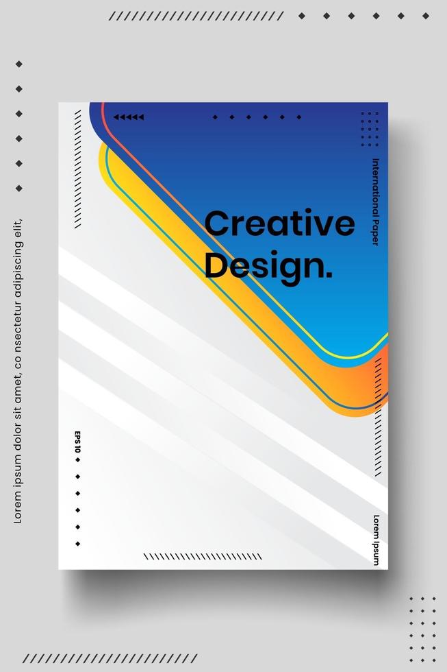 Plantilla de diseño de portada con líneas abstractas estilo moderno degradado de color diferente en el fondo vector