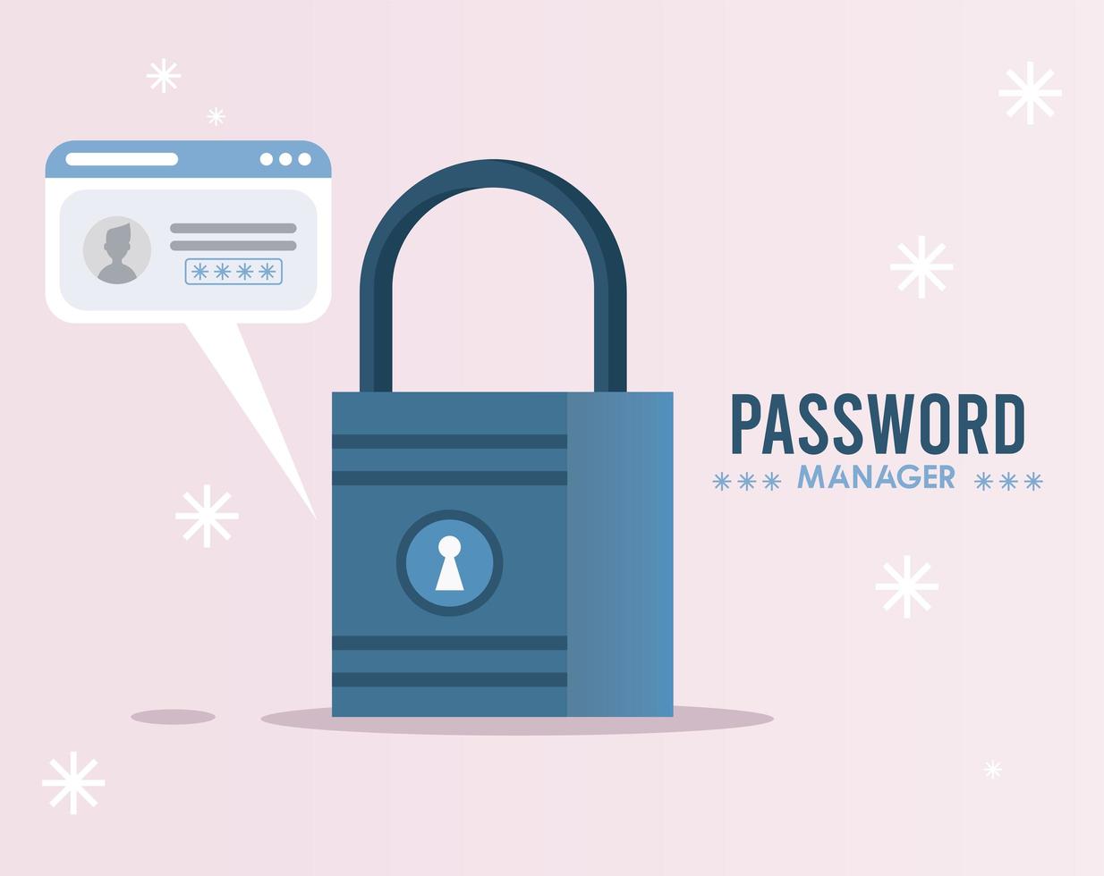 password manager theme with padlock and template vector