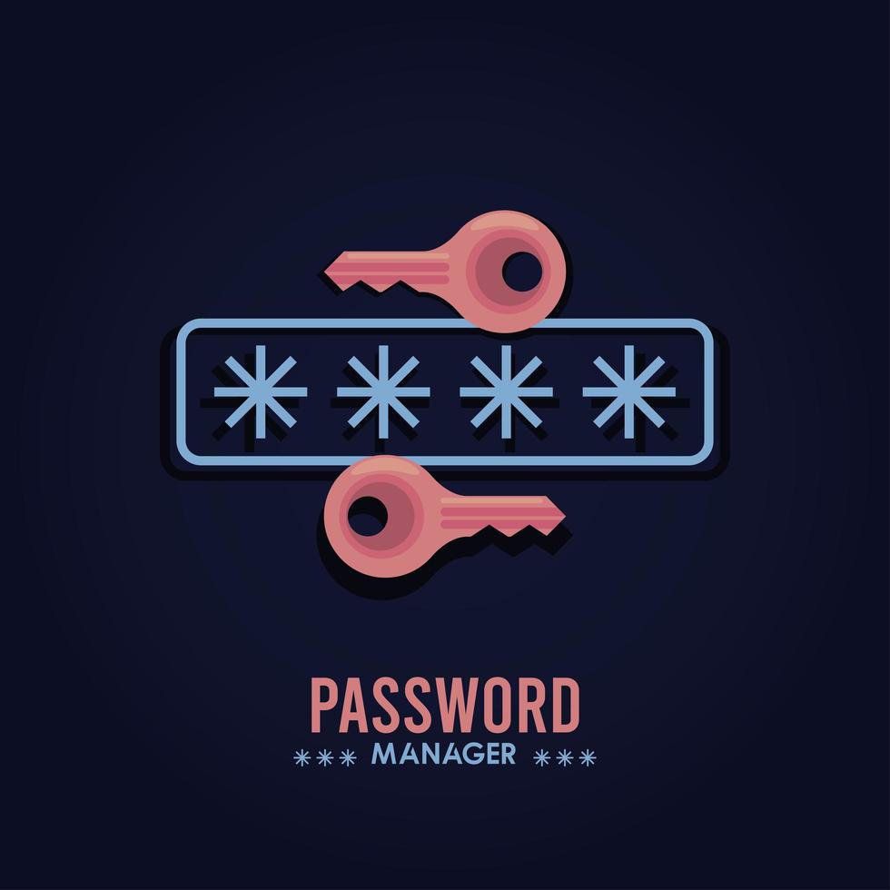 password manager theme with keys and cypher vector