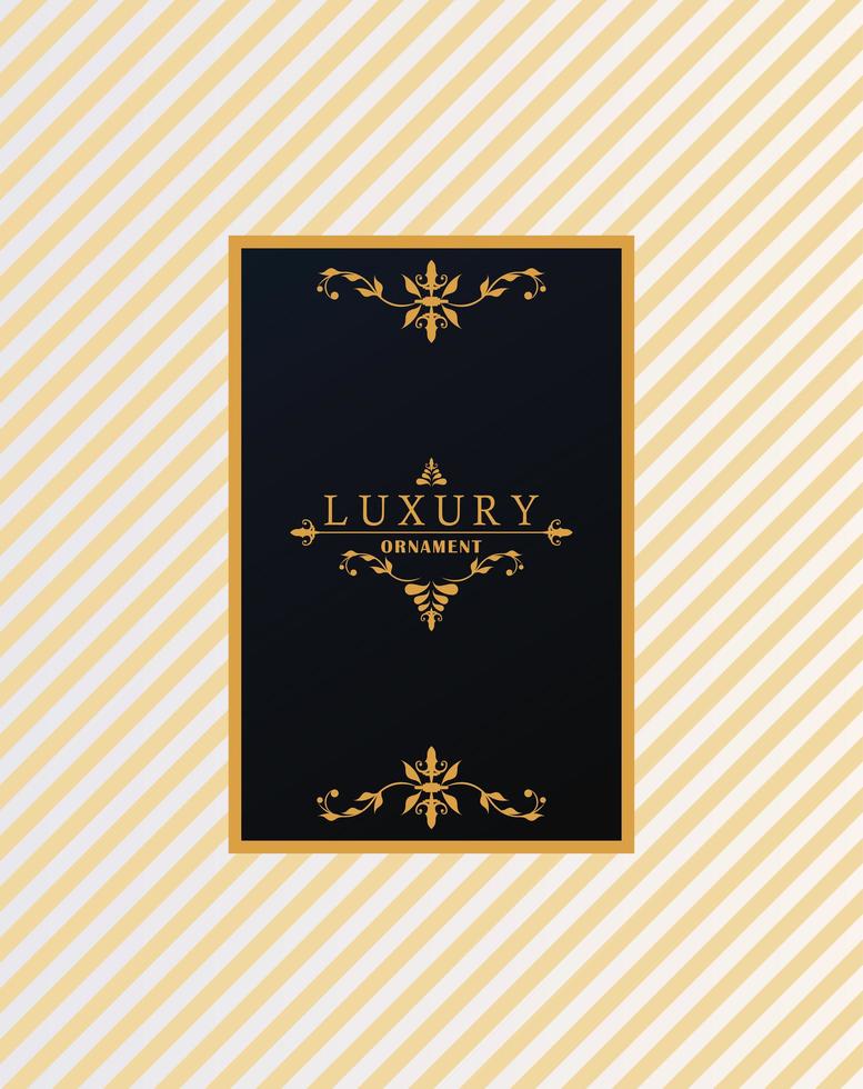 luxury frame with victorian style in golden stripes background vector