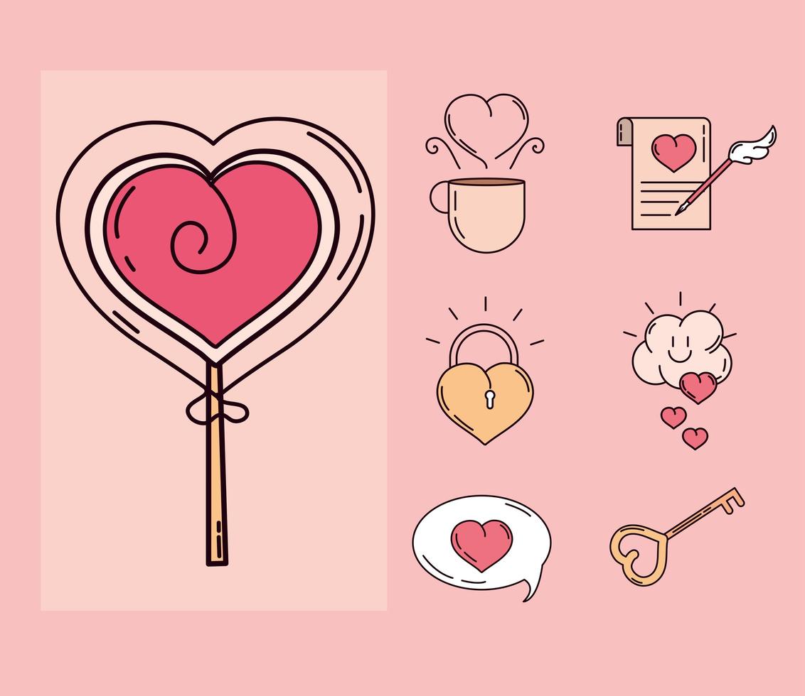 love icons set vector