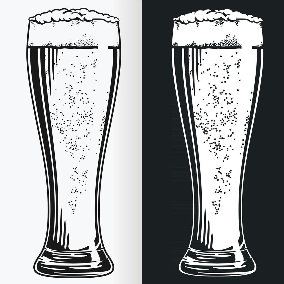 Silhouette Tall Pilsner Beer Glass Stencil Ilustration Drawing vector