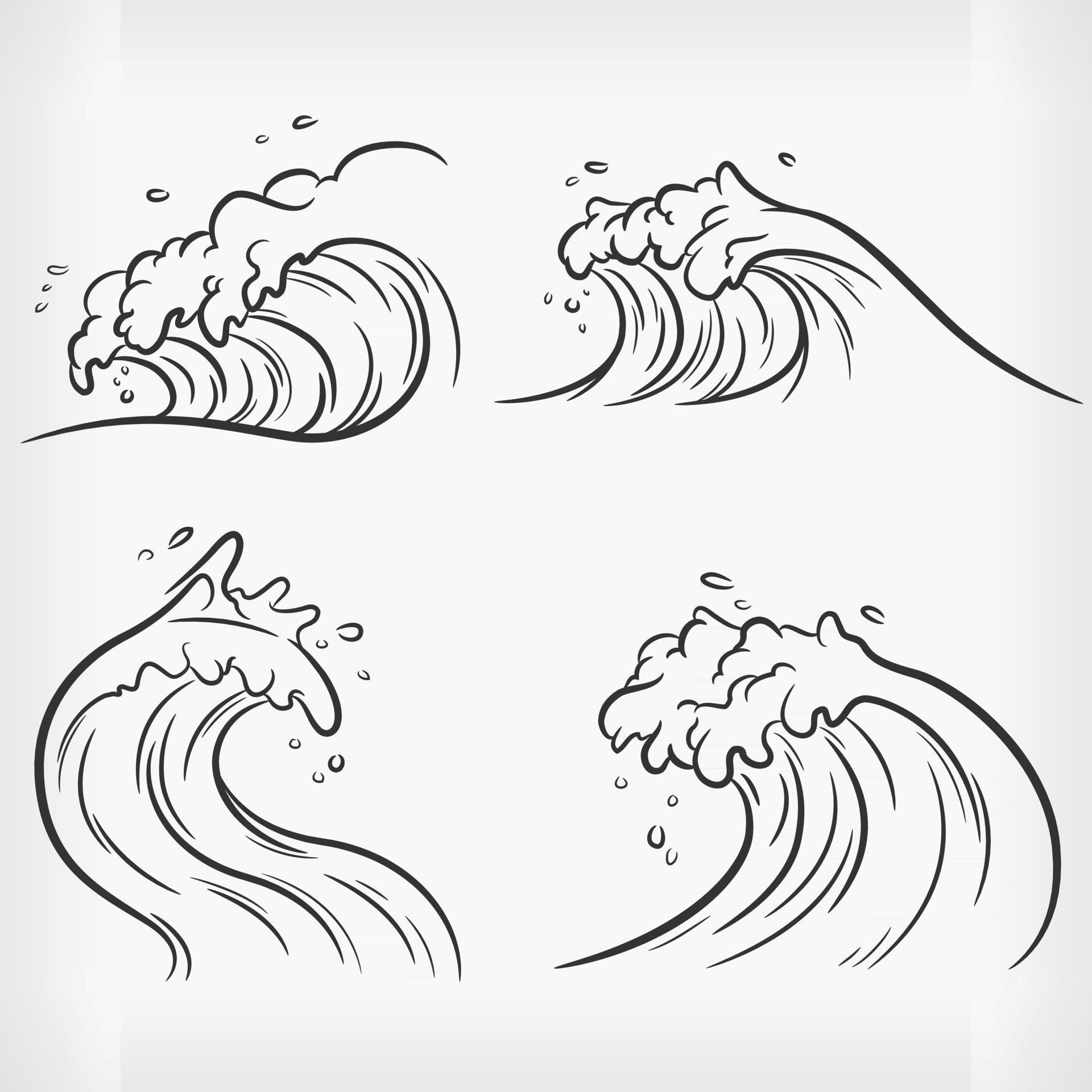 Ocean Wave Outline Drawing