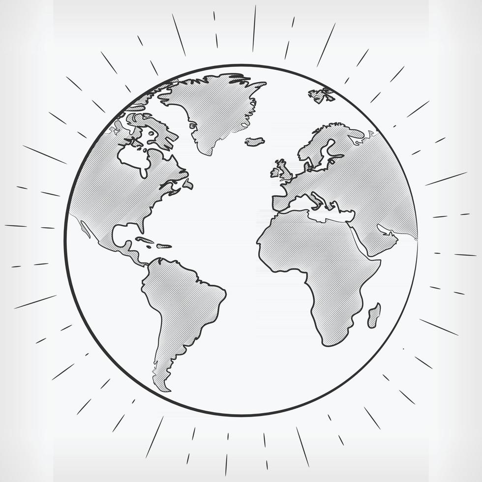 Doodle Earth World Hand Drawn Sketch Vector Illustration Drawing