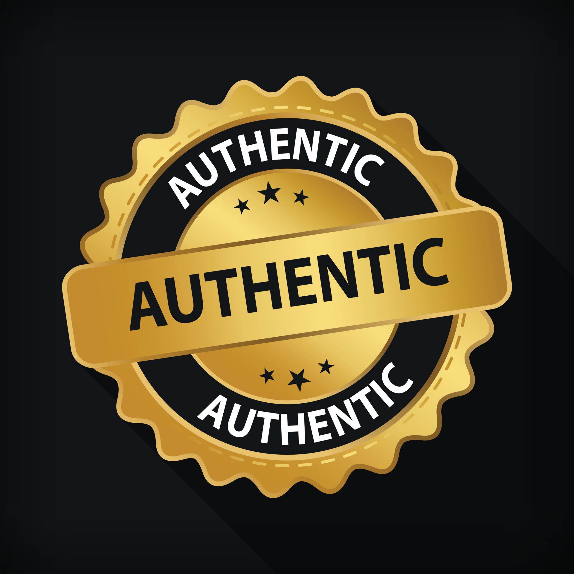 Gold Badge Authentic Guarantee Label Logo Isolated Round Emblem ...