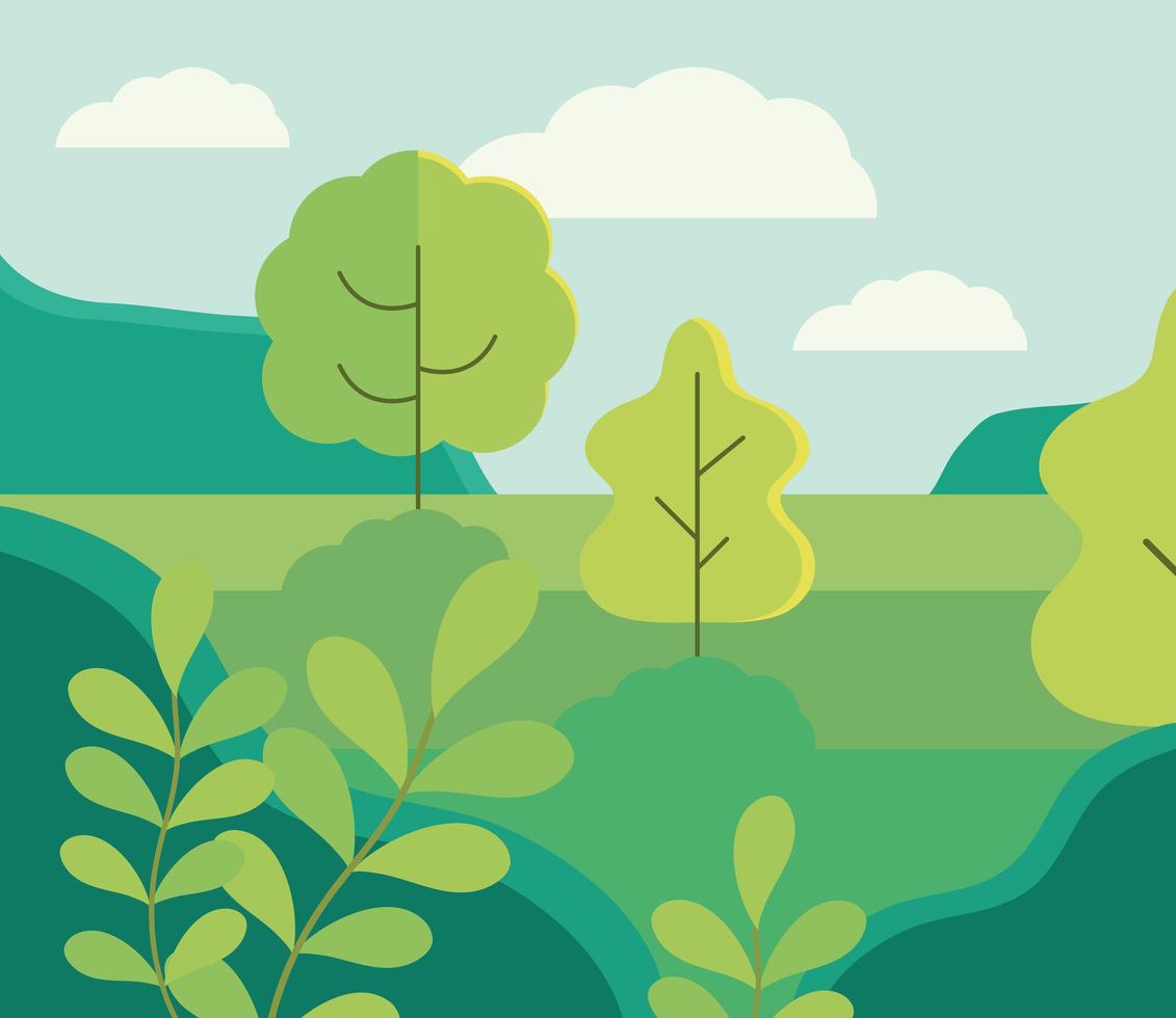 forest trees meadow vector