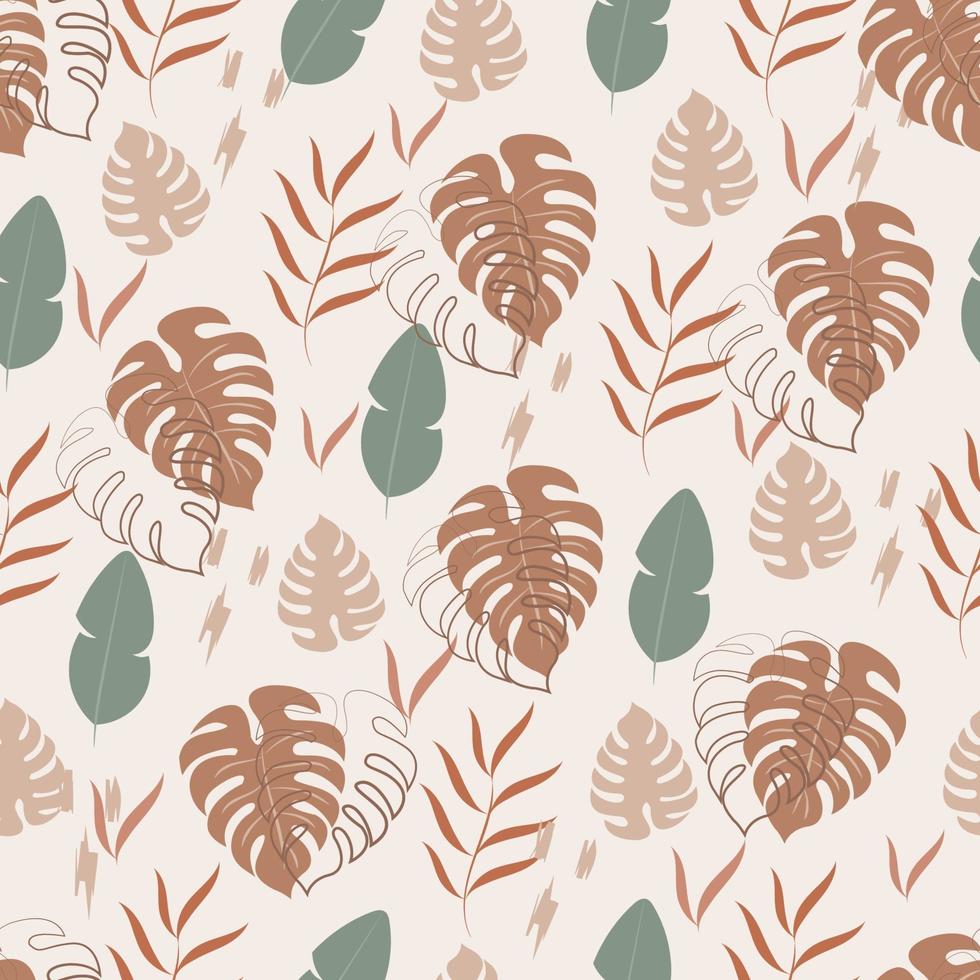 Trendy seamless pattern with tropical leaves vector