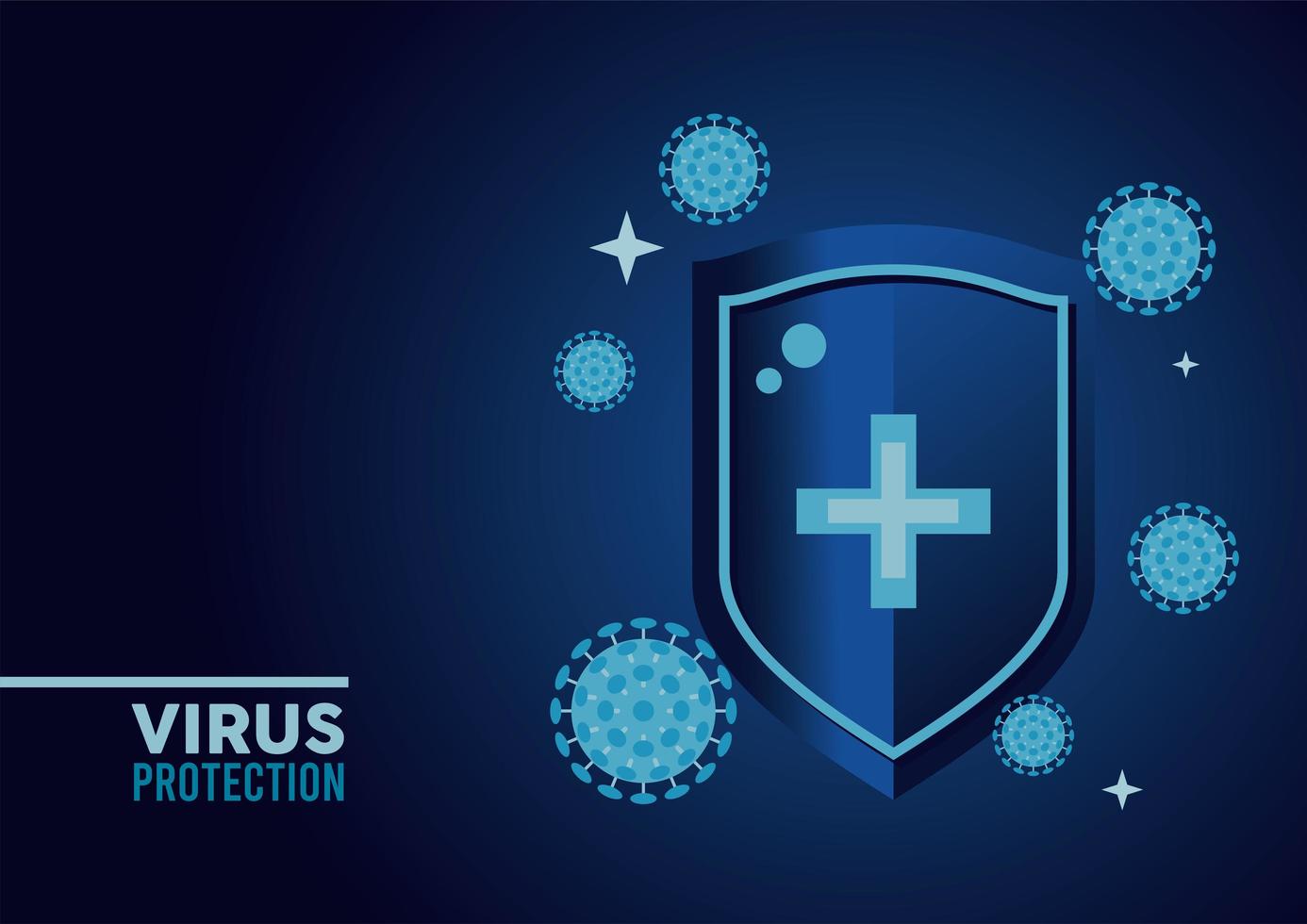 virus protection shield with particles color blue vector