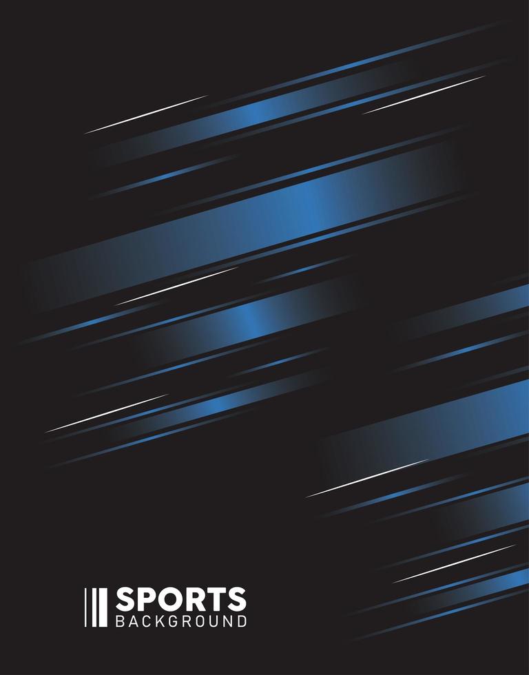 Fondo deportivo negro y azul con letras blancas vector