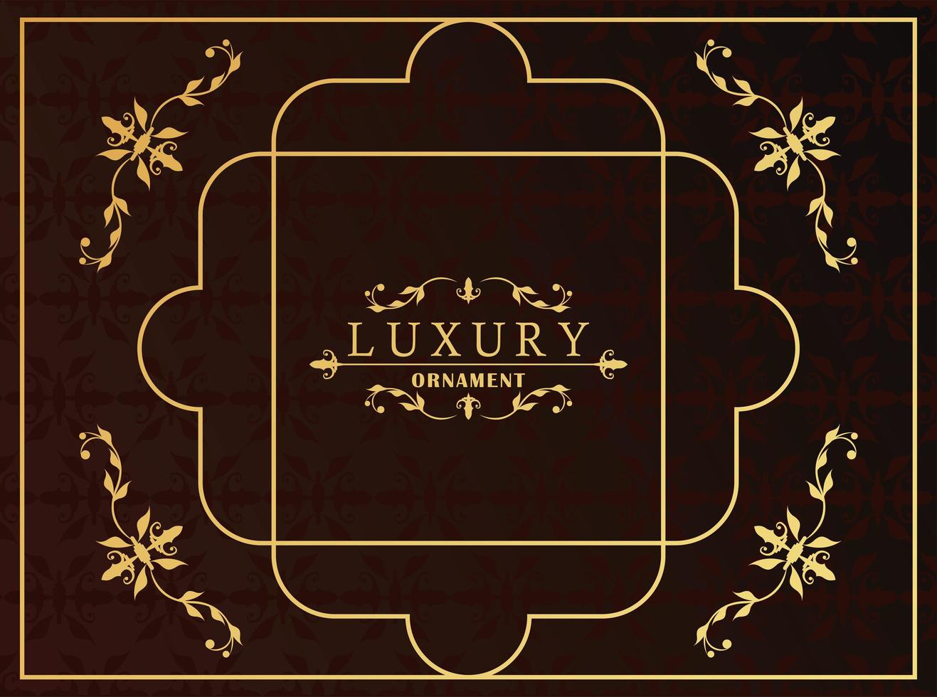 golden luxury frame with victorian style in red wine background vector