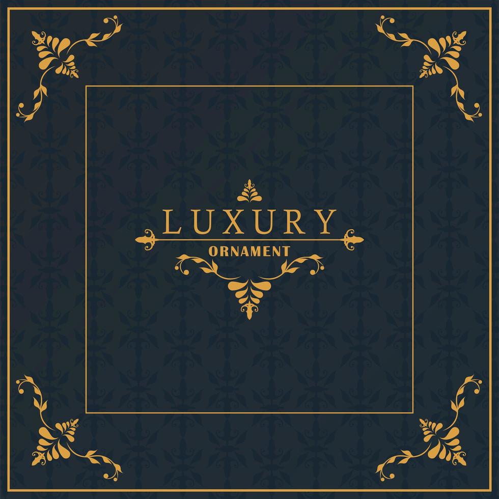 luxury golden frame victorian in black background vector