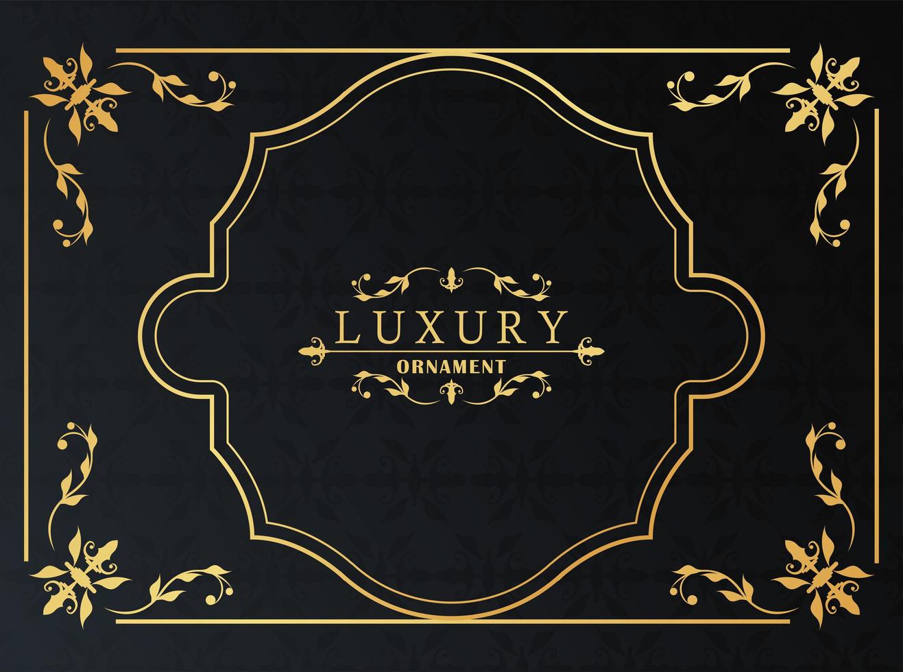 golden luxury frame victorian style in black background vector