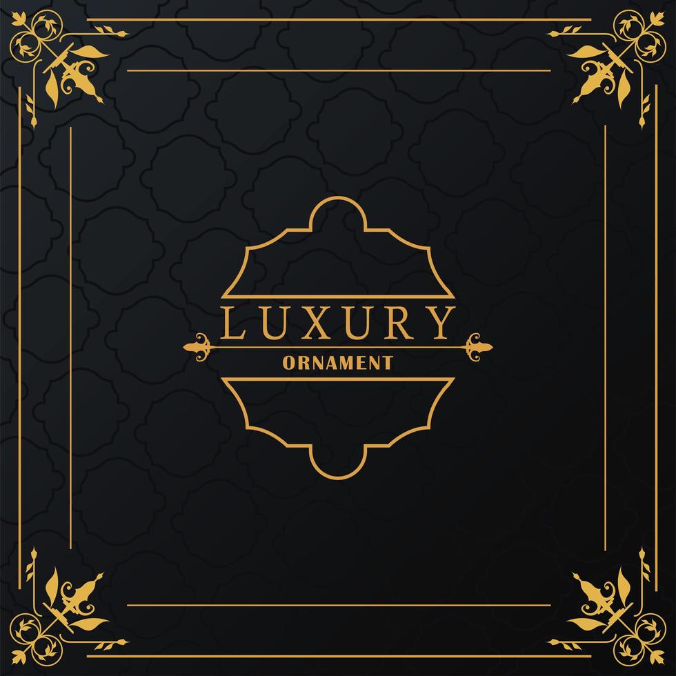 luxury golden frame with style victorian in black background vector